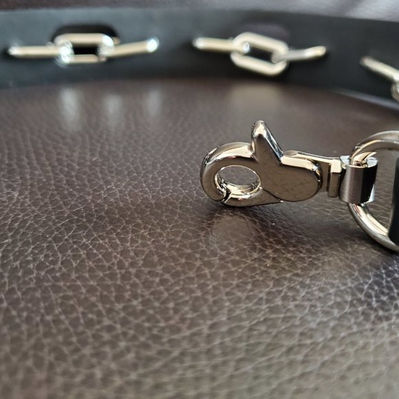 Alexander Wang Black Leather Strap with Silver Chain Links